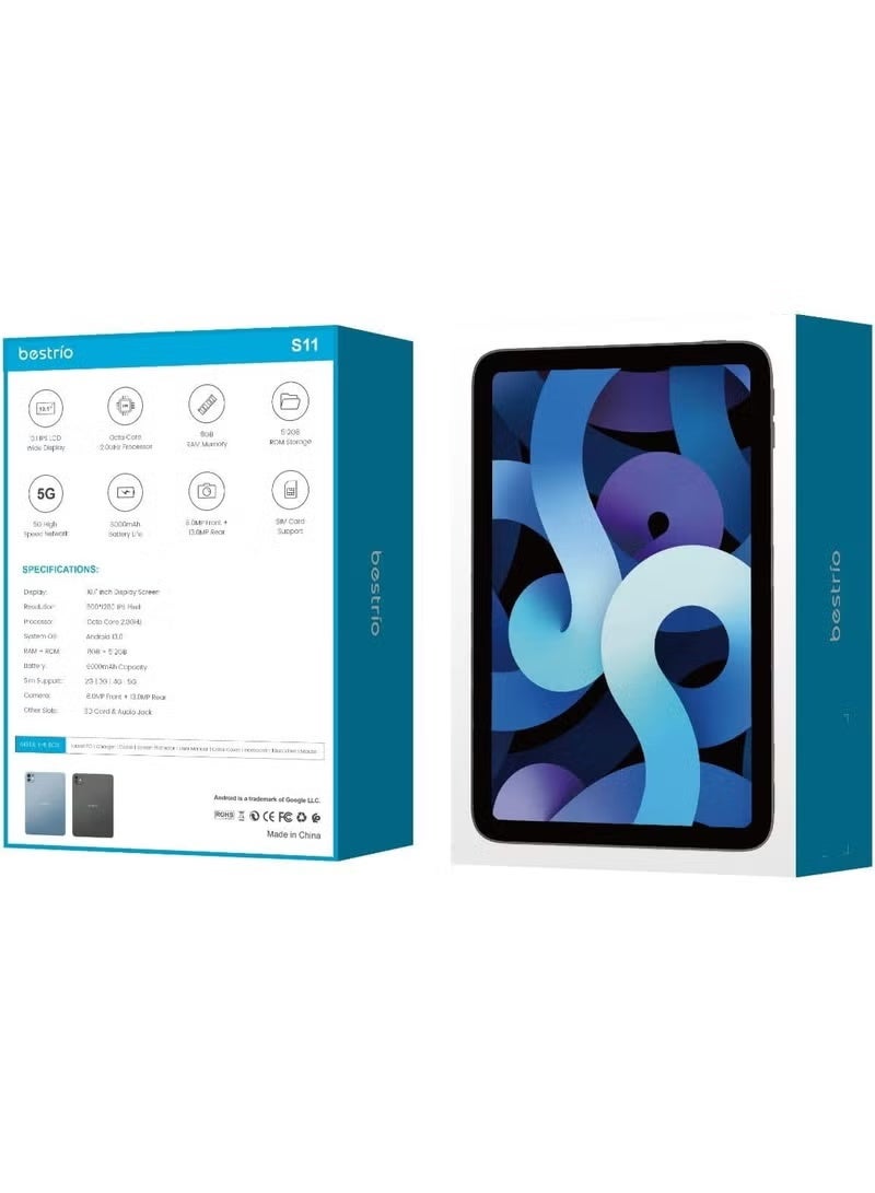 BESTRIO Tab S11 10.1-Inch Android Tablet with Keyboard, Mouse & Stylus, 8GB RAM 512GB Storage, 5G LTE Dual SIM, Android 13 Tablet for Work, Study & Entertainment, Grey/Blue - Image 4